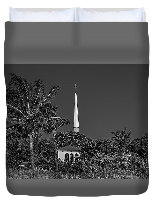 Florida Duvet Cover featuring the photograph Palm Church Steeple Delray Beach Florida by Lawrence S Richardson Jr
