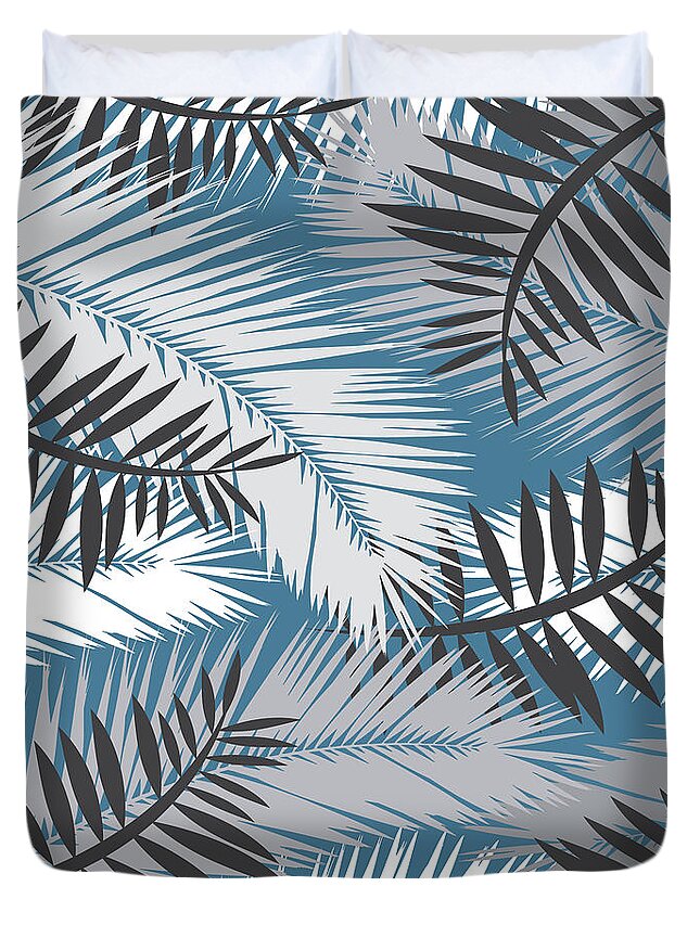 Summer Duvet Cover featuring the digital art Palm Trees 10 by Mark Ashkenazi