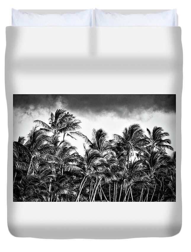 Wind Duvet Cover featuring the photograph Palms in the Hawaiian Trade Winds by Lawrence Knutsson
