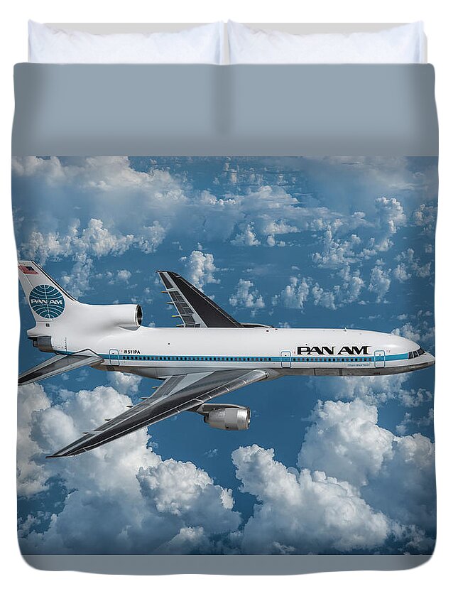Pan American Airlines Duvet Cover featuring the digital art Pan Am Clipper Black Hawk by Erik Simonsen