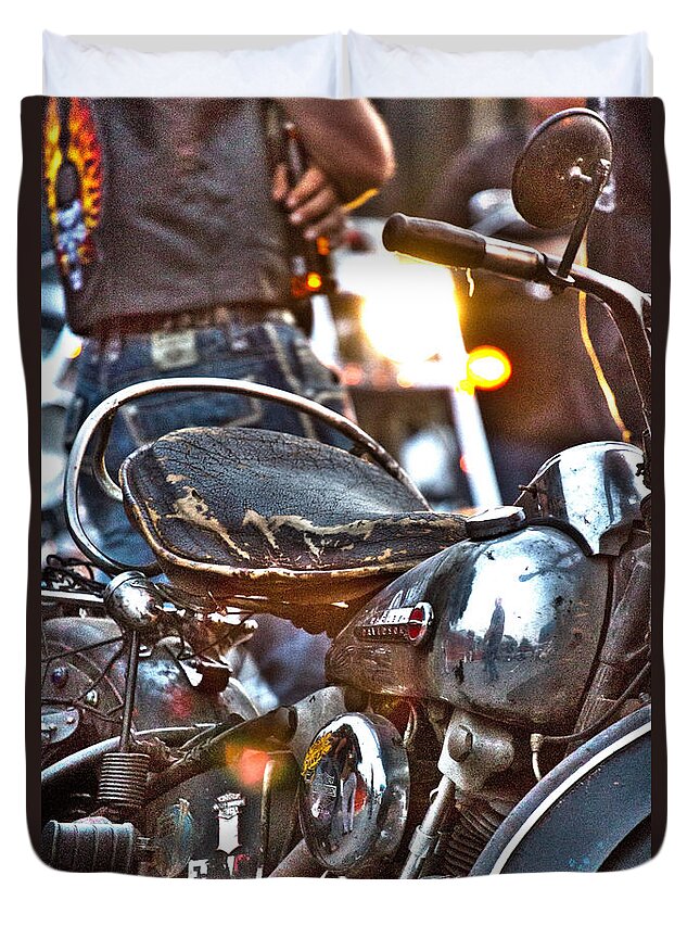 Harley Duvet Cover featuring the photograph 002 - Panhead by David Ralph Johnson