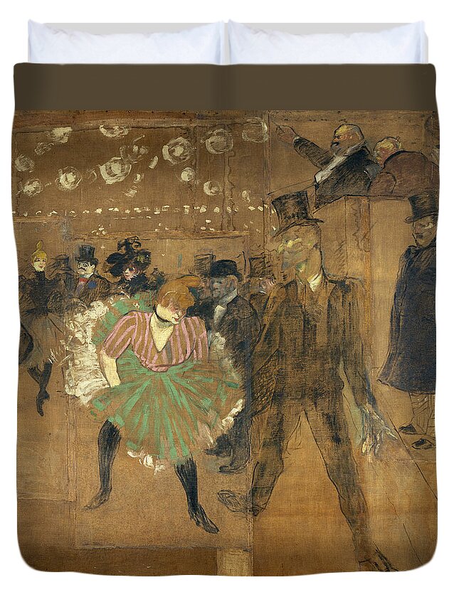 Arts Duvet Cover featuring the painting Panneaux pour la baraque de la Goulue by Henri de Toulouse-Lautrec