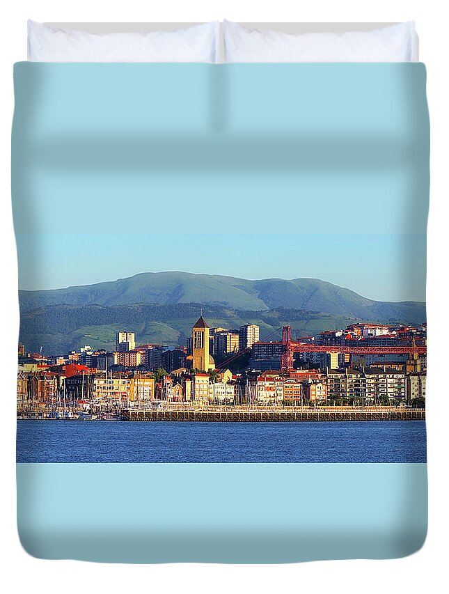 Getxo Duvet Cover featuring the photograph Panorama of Las Arenas of Getxo by Mikel Martinez de Osaba