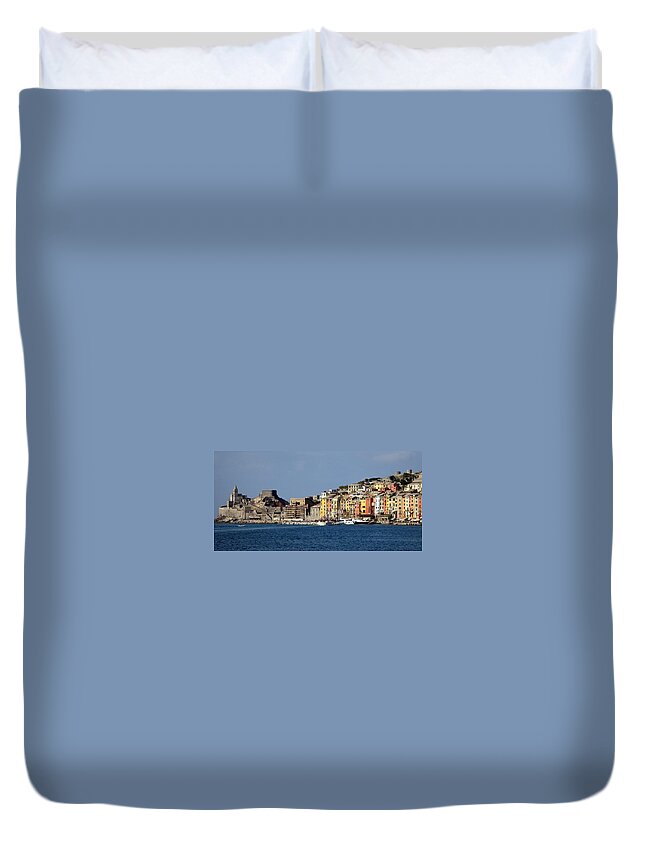 Portovenere Duvet Cover featuring the photograph Panorama of Portovenere by Carla Parris
