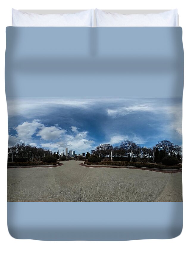 Park Duvet Cover featuring the photograph Panoramic View Chicago by Britten Adams