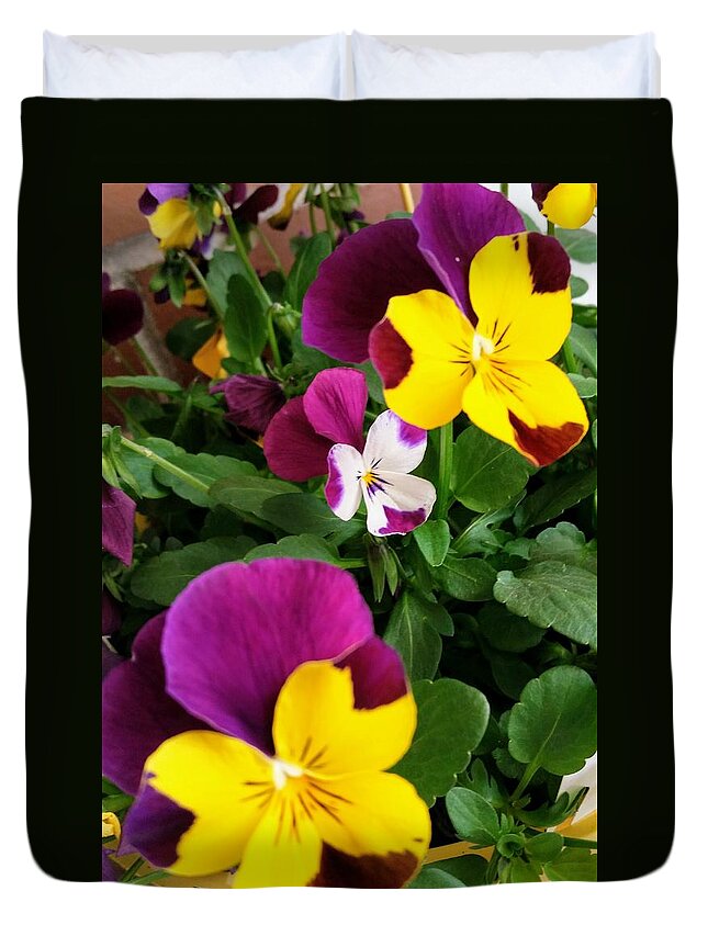 Pansies Duvet Cover featuring the photograph Pansies 3 by Valerie Josi