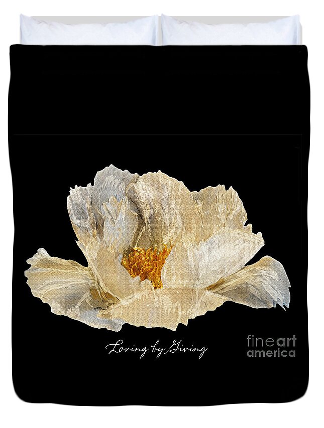 Diane Berry Duvet Cover featuring the photograph Paper Peony Loving by Giving by Diane E Berry