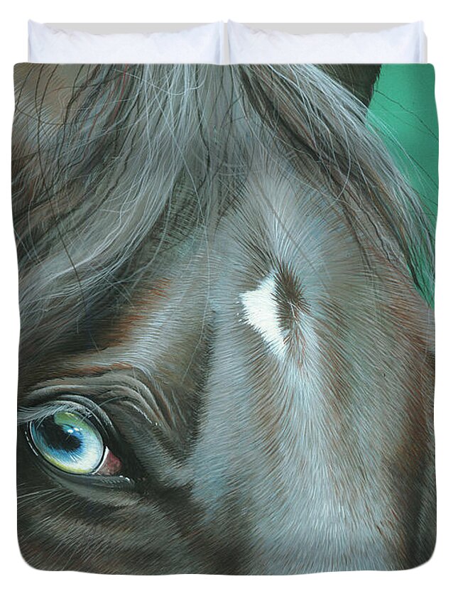 Horse Duvet Cover featuring the painting Pappy by Mike Brown