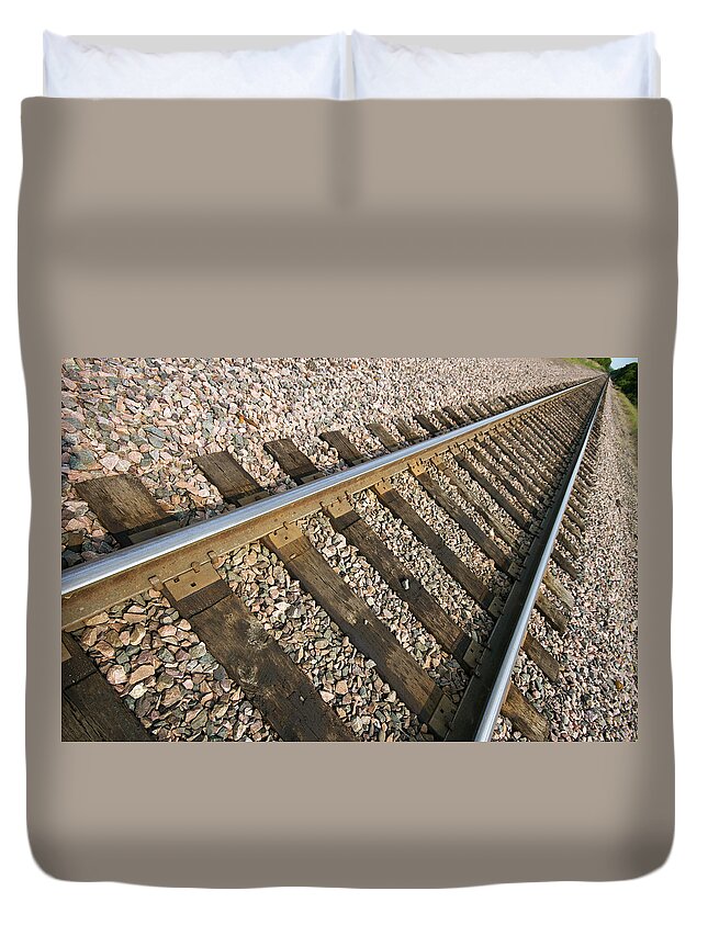 Railroad Duvet Cover featuring the photograph Parallel by David Ralph Johnson