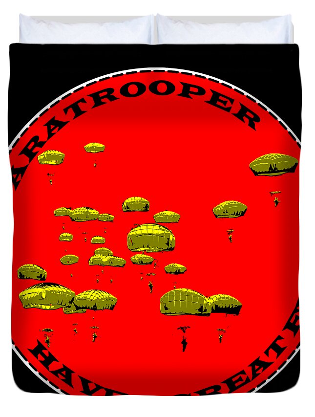 Paratrooper Duvet Cover featuring the digital art Paratrooper Fun by Piotr Dulski