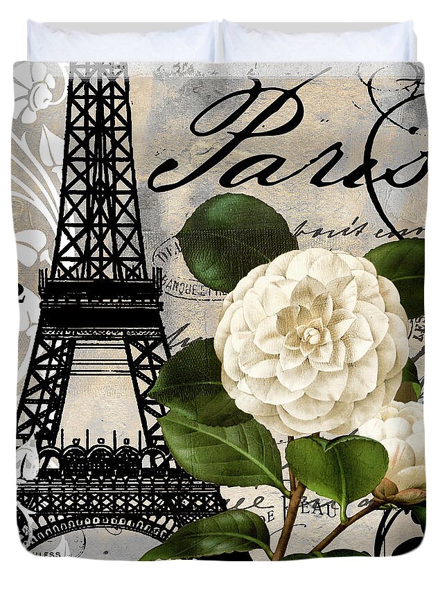 Paris Duvet Cover featuring the painting Paris Blanc I by Mindy Sommers