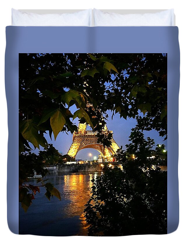 Landscapes Duvet Cover featuring the photograph Paris by Night by Nancy Ann Healy