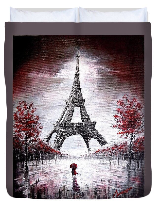 Paris Duvet Cover featuring the painting A Moveable Feast by Francesca Agostini