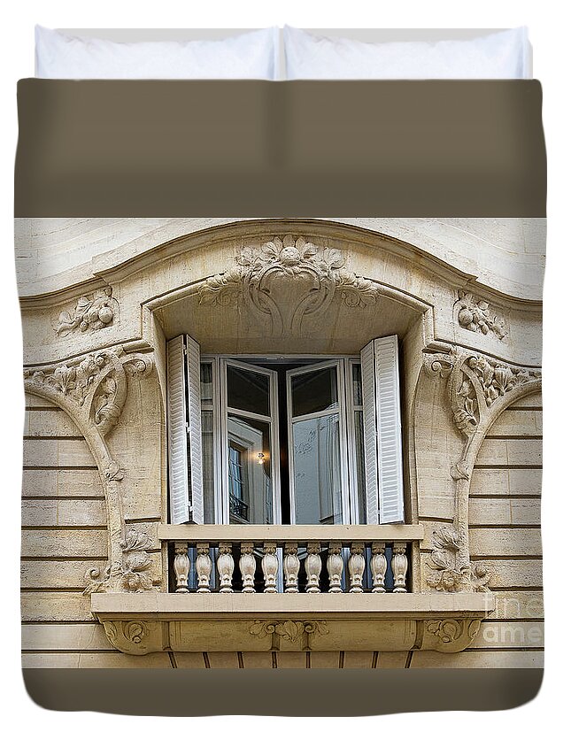 Paris Photograph Duvet Cover featuring the photograph Parisian Balcony by Ivy Ho