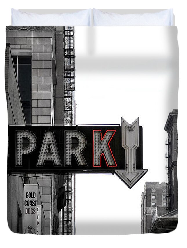 Parking Sign Duvet Cover featuring the photograph Park by Jackson Pearson