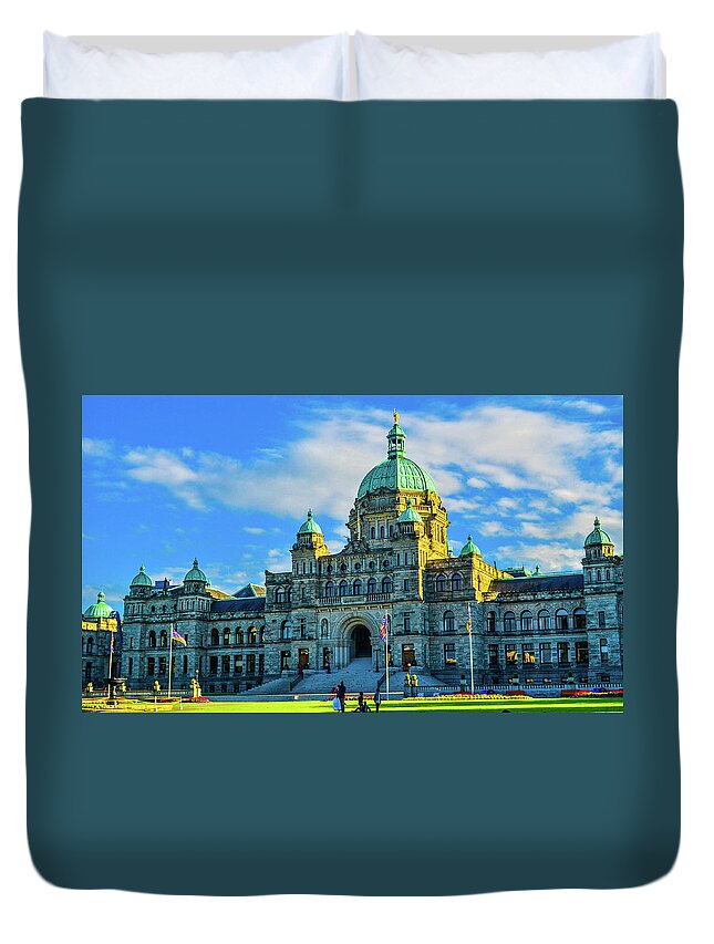 Buildings Duvet Cover featuring the photograph Parliament Victoria BC by Jason Brooks