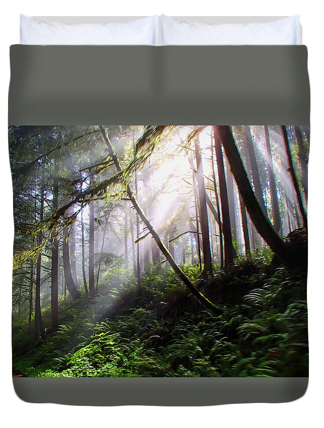 Peaceful Duvet Cover featuring the photograph Parting of the Mist by Alana Thrower