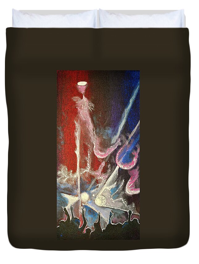 Night Lights Duvet Cover featuring the painting Party Night by Patricia Arroyo