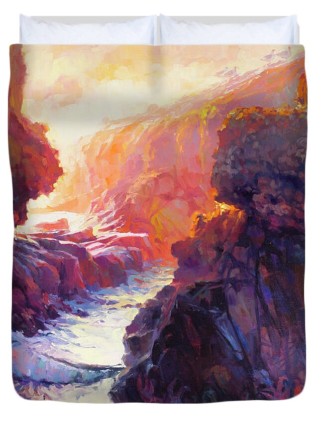 Ocean Duvet Cover featuring the painting Passage by Steve Henderson