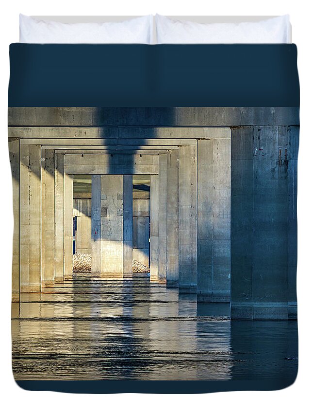 Clark Bridge Duvet Cover featuring the photograph Passages by Holly Ross