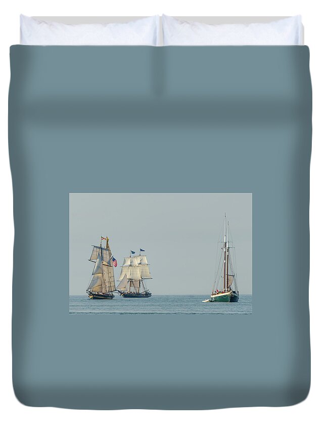 2016 Tall Ships Duvet Cover featuring the photograph Passing Ships by Stewart Helberg