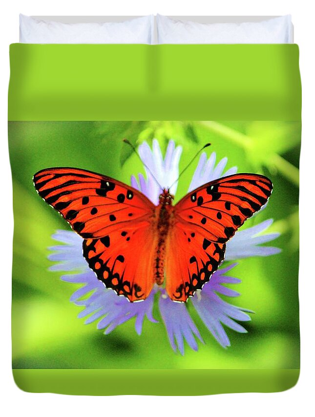 Gulf Fritillary Duvet Cover featuring the photograph Passion Butterfly by Cynthia Guinn