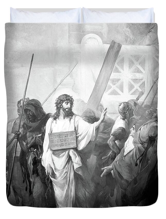 Passion Duvet Cover featuring the photograph Passion of the Christ by Munir Alawi