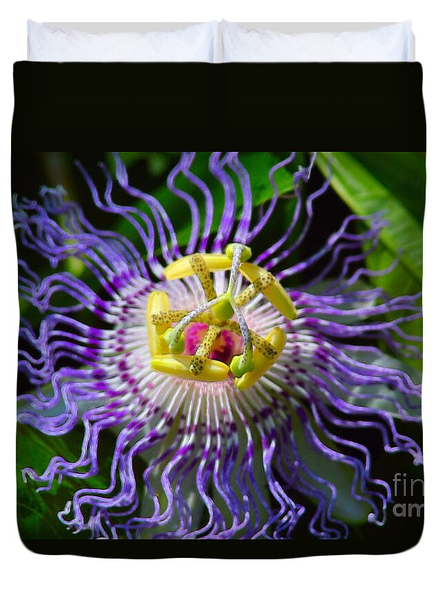Flower Duvet Cover featuring the photograph Passionflower Spiritual Art by Robyn King