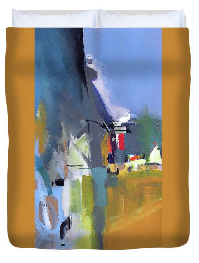 Abstract Duvet Cover featuring the painting Past The Doorway by John Gholson