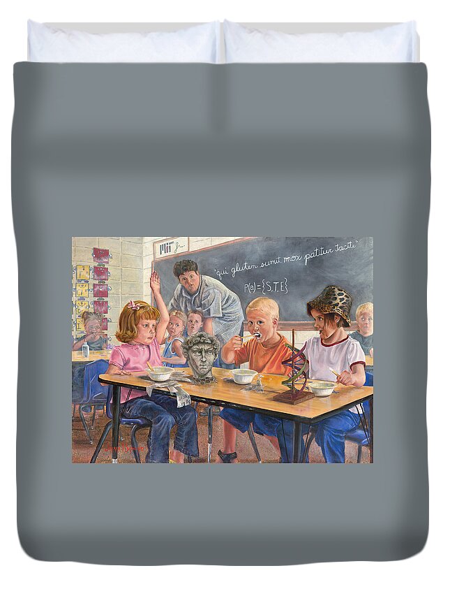 Children Duvet Cover featuring the painting Pasted by Jeff Brimley