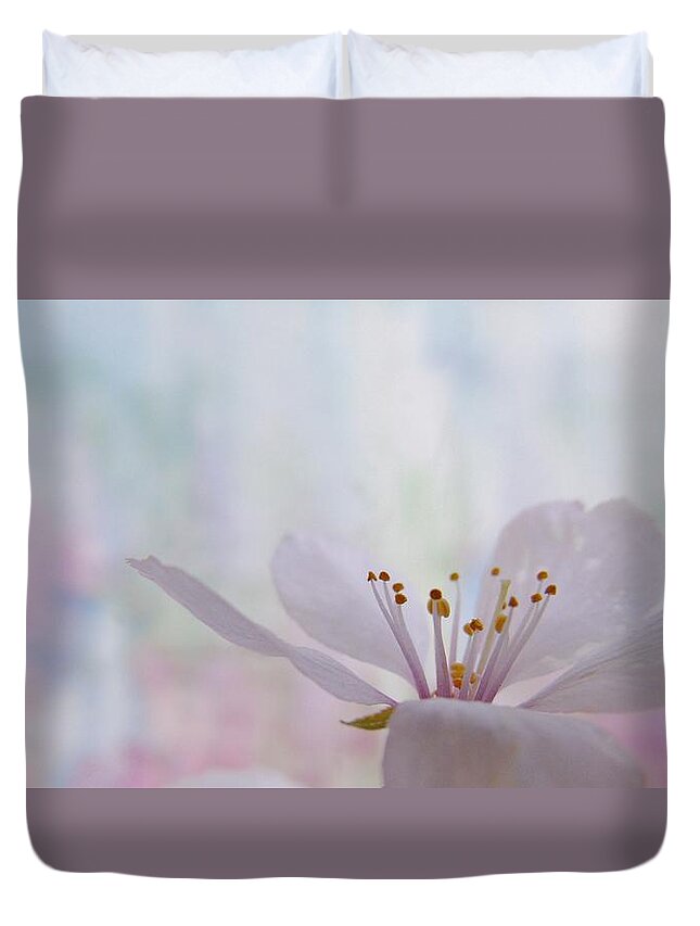 Cherry Duvet Cover featuring the photograph Pastel Bloom by Barbara St Jean