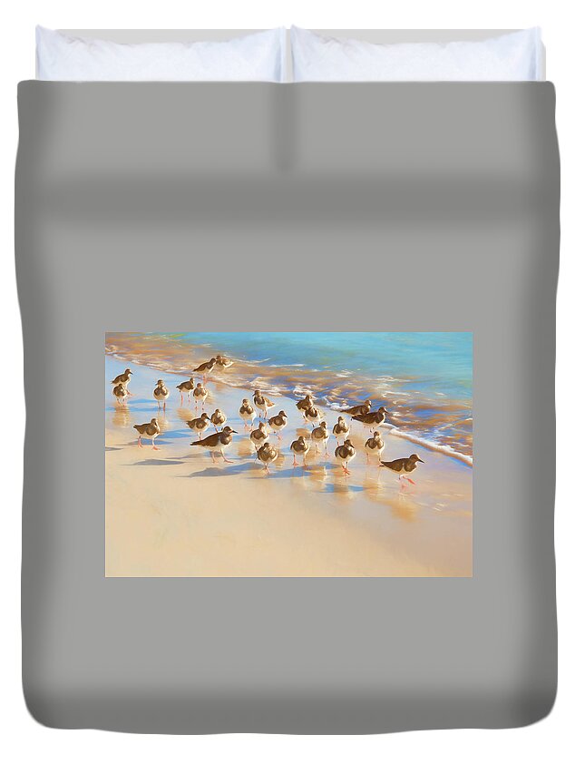 Photopainting Duvet Cover featuring the photograph Pastel Crowd and Shadows by Allan Van Gasbeck
