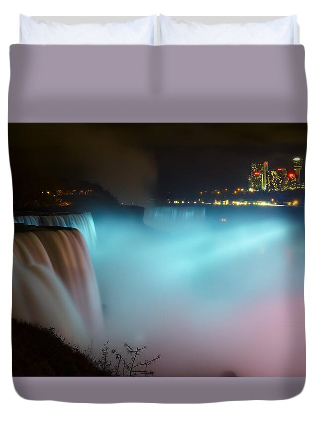 Niagara Falls Duvet Cover featuring the photograph Pastel Falls by Mark Papke