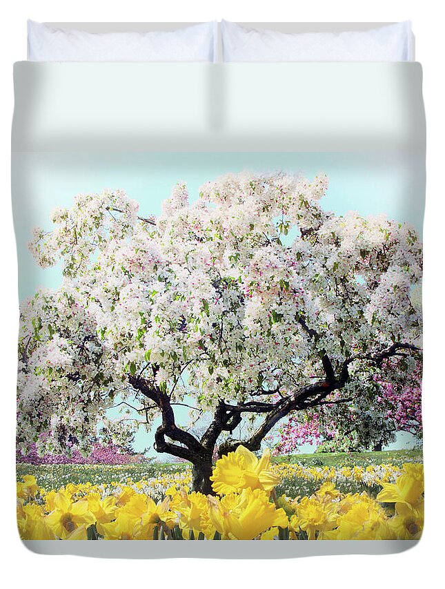 Crabtree Duvet Cover featuring the photograph Pastel Park by Jessica Jenney