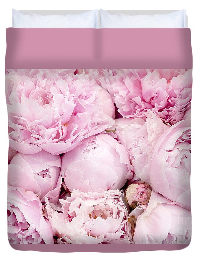 Pastel Pink Peony Flowers - Pink Peony Decor - Peonies - Shabby Chic Pink  Peony Flowers Duvet Cover