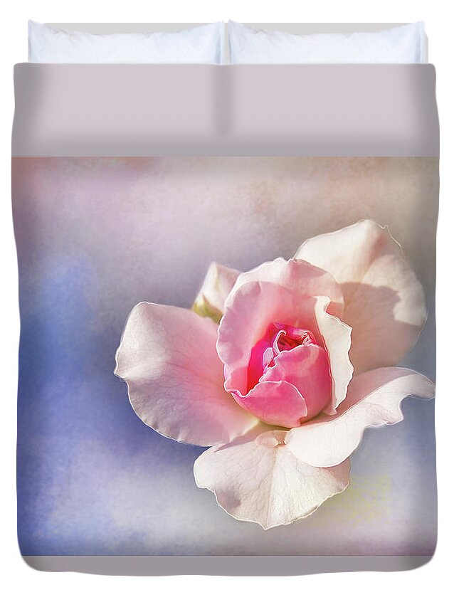 Photography Duvet Cover featuring the digital art Pastel Rose Delight by Terry Davis