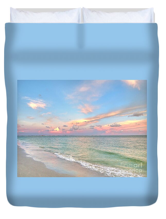 Sunrise Duvet Cover featuring the photograph Pastel Sunset On Sanibel Island by Jeff Breiman