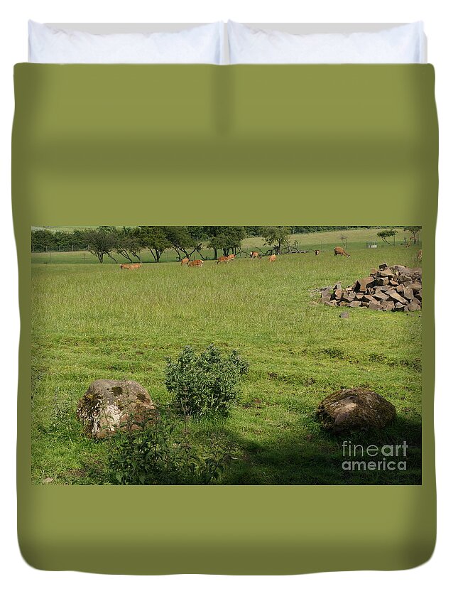 Beecraigs Duvet Cover featuring the photograph Pasture. by Elena Perelman