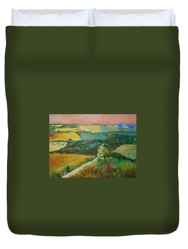 Landscape Duvet Cover featuring the painting Patchwork by Julie Lueders 