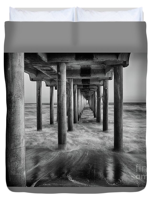 Huntington Beach Pier Duvet Cover featuring the photograph Path to Heaven by Mariola Bitner