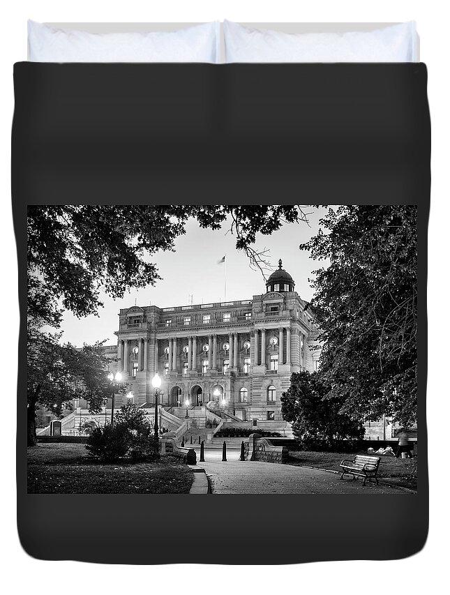 Library Of Congress Duvet Cover featuring the photograph Path To The Library In Black and White by Greg and Chrystal Mimbs
