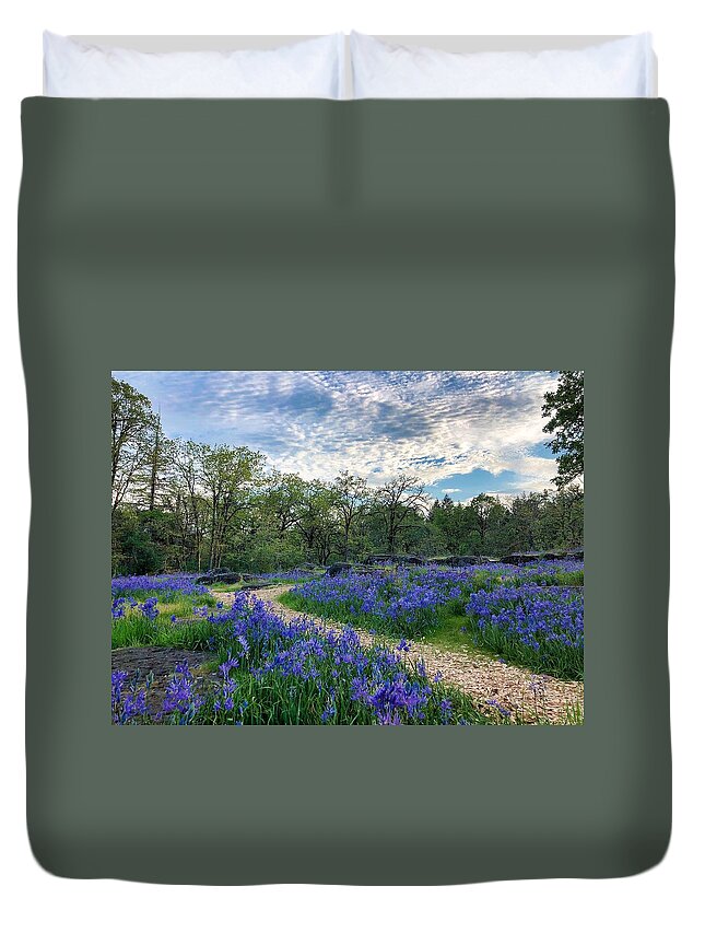 Path Duvet Cover featuring the photograph Pathway Through The Flowers by Brian Eberly
