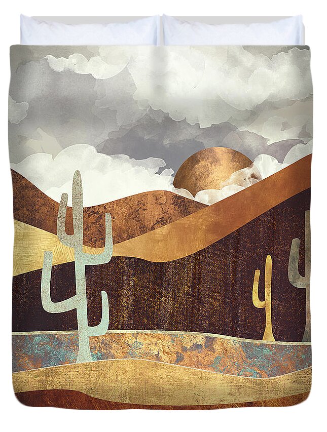 Desert Duvet Cover featuring the digital art Patina Desert by Spacefrog Designs