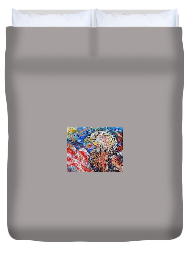 Patriotic Duvet Cover featuring the painting Patriotic Eagle by Jyotika Shroff