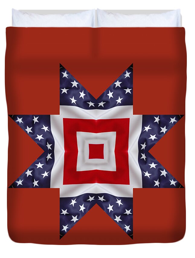 4th Duvet Cover featuring the digital art Patriotic Star 1 - Transparent Background by Jeffrey Kolker