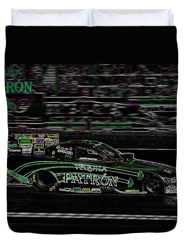 Funnycar Duvet Cover featuring the digital art Patron Flopper by Darrell Foster