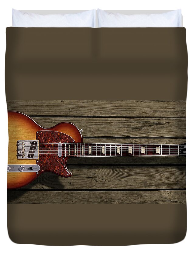 Telecaster Duvet Cover featuring the digital art Paulcaster by WB Johnston