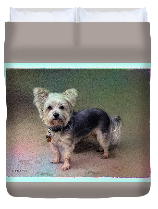 Dog Duvet Cover featuring the digital art Paw Prints by Bonnie Willis