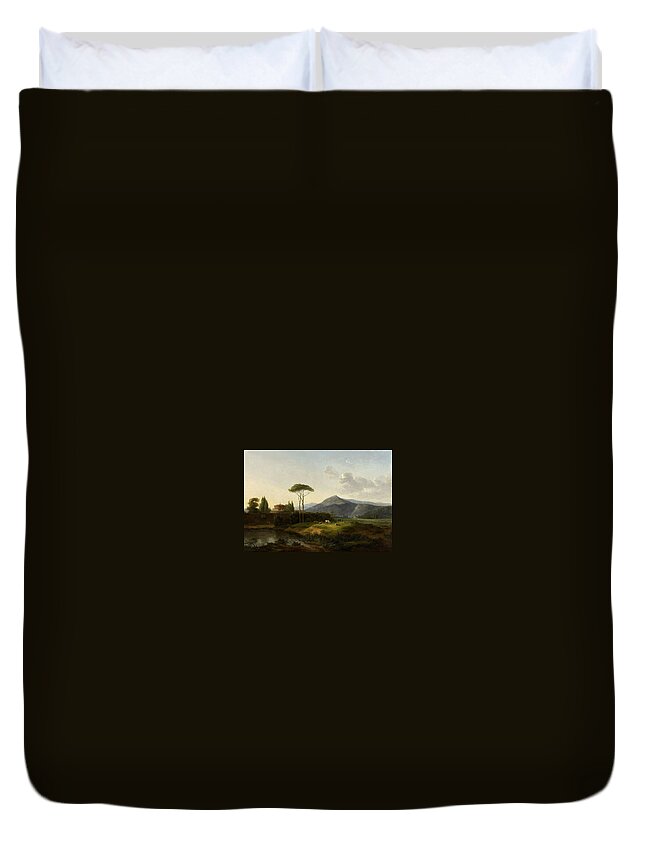 Simon Denis(1755 - 1813) Paysage Avec Les Collines D'alban Et Le Monte Cavo Duvet Cover featuring the painting Paysage avec les collines by MotionAge Designs