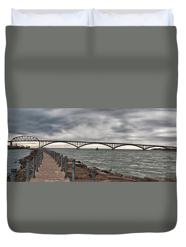 Bridge Duvet Cover featuring the photograph Peace Bridge by Guy Whiteley